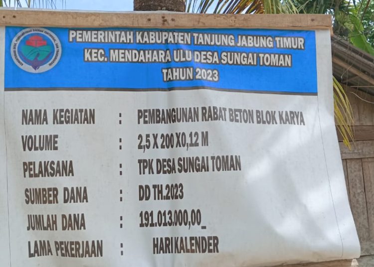 Pemdes Sei Toman Sukses Membangun Rabat Beton DD Tahap 1